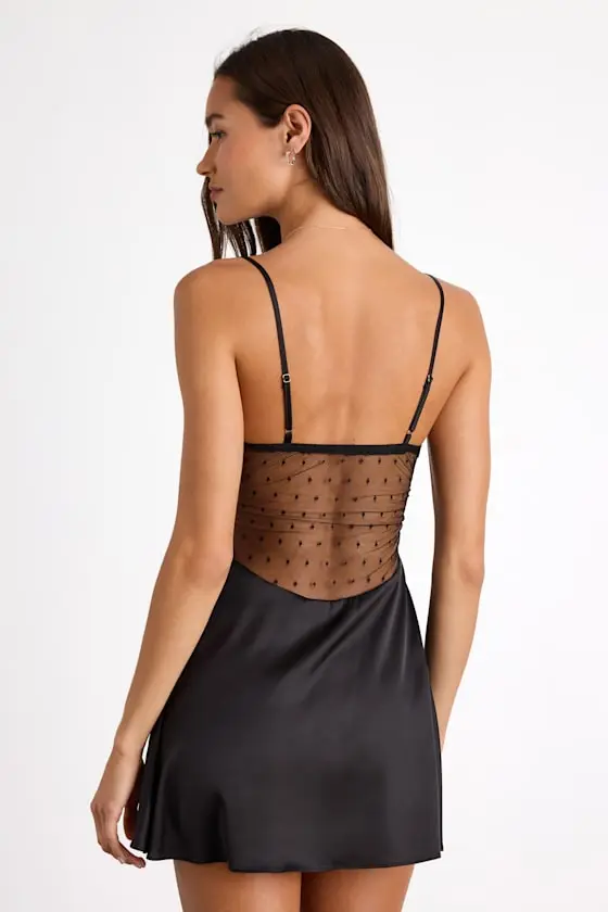 Damilia Ivory Sheer Lace Satin Lingerie Slip