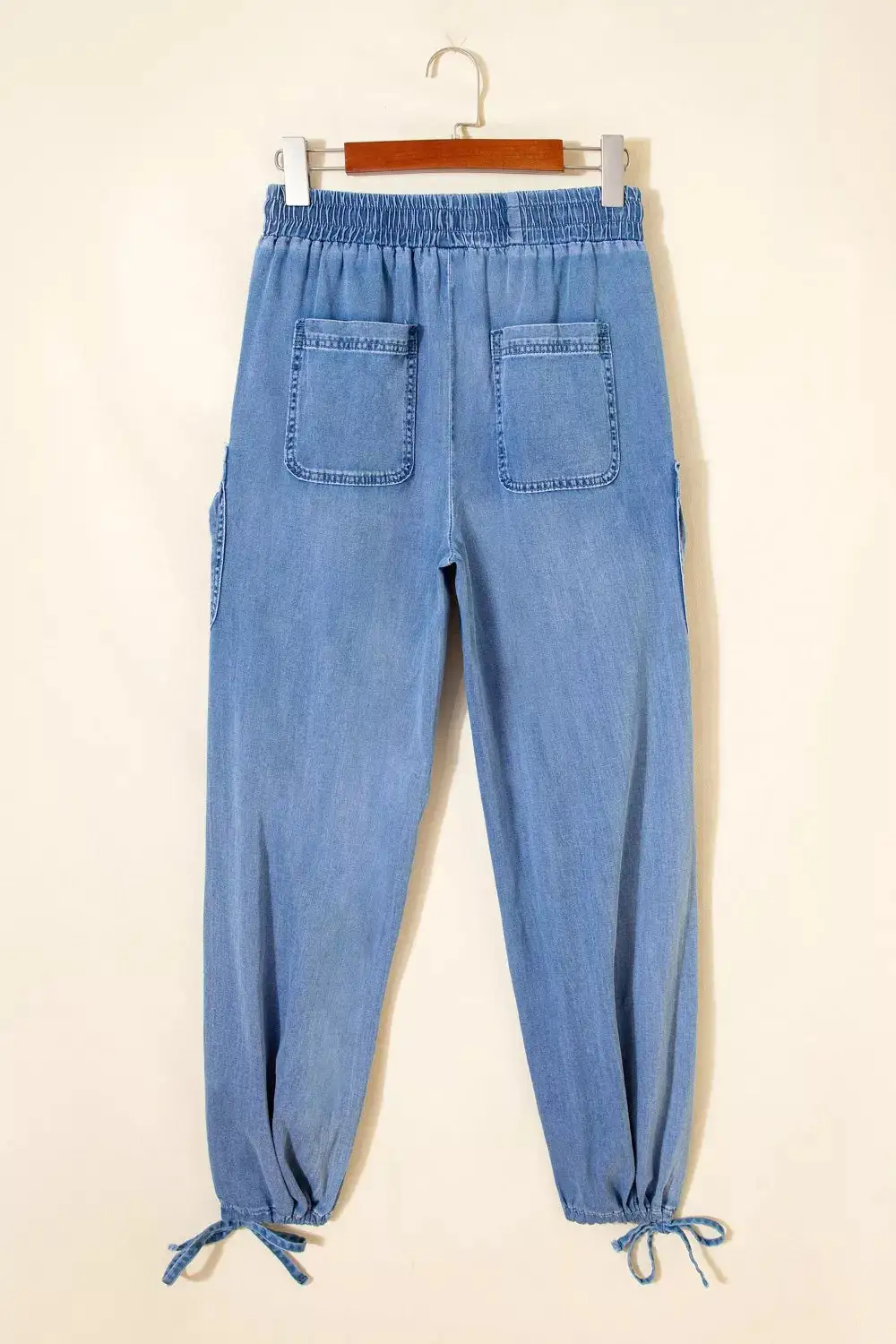 Loose Fit Drawstring Elastic Waist Denim Jeans