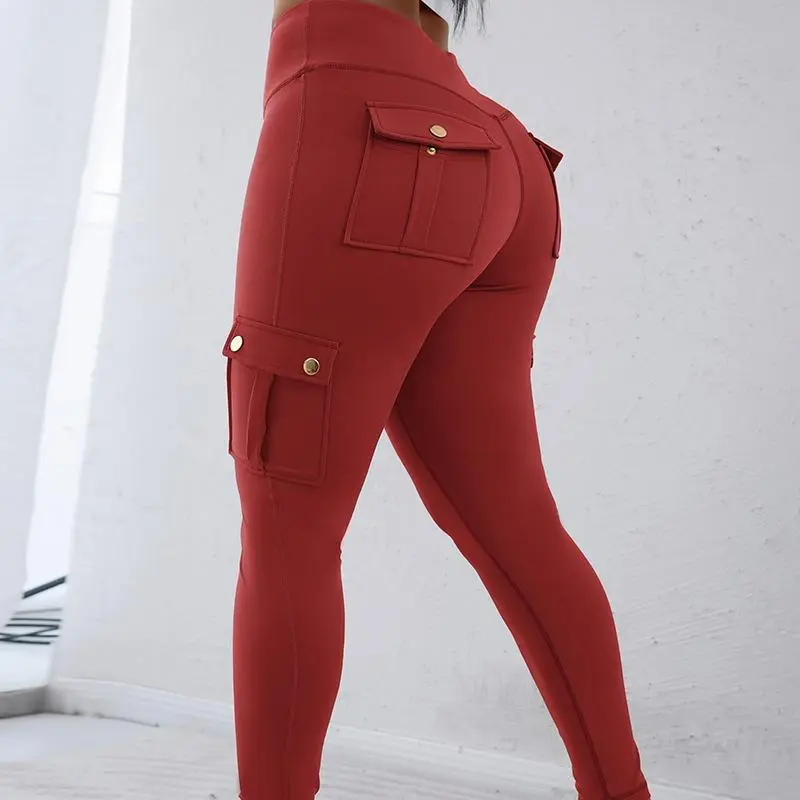 Women‘s Butt Lifting Leggings with Flap Pockets High Waist