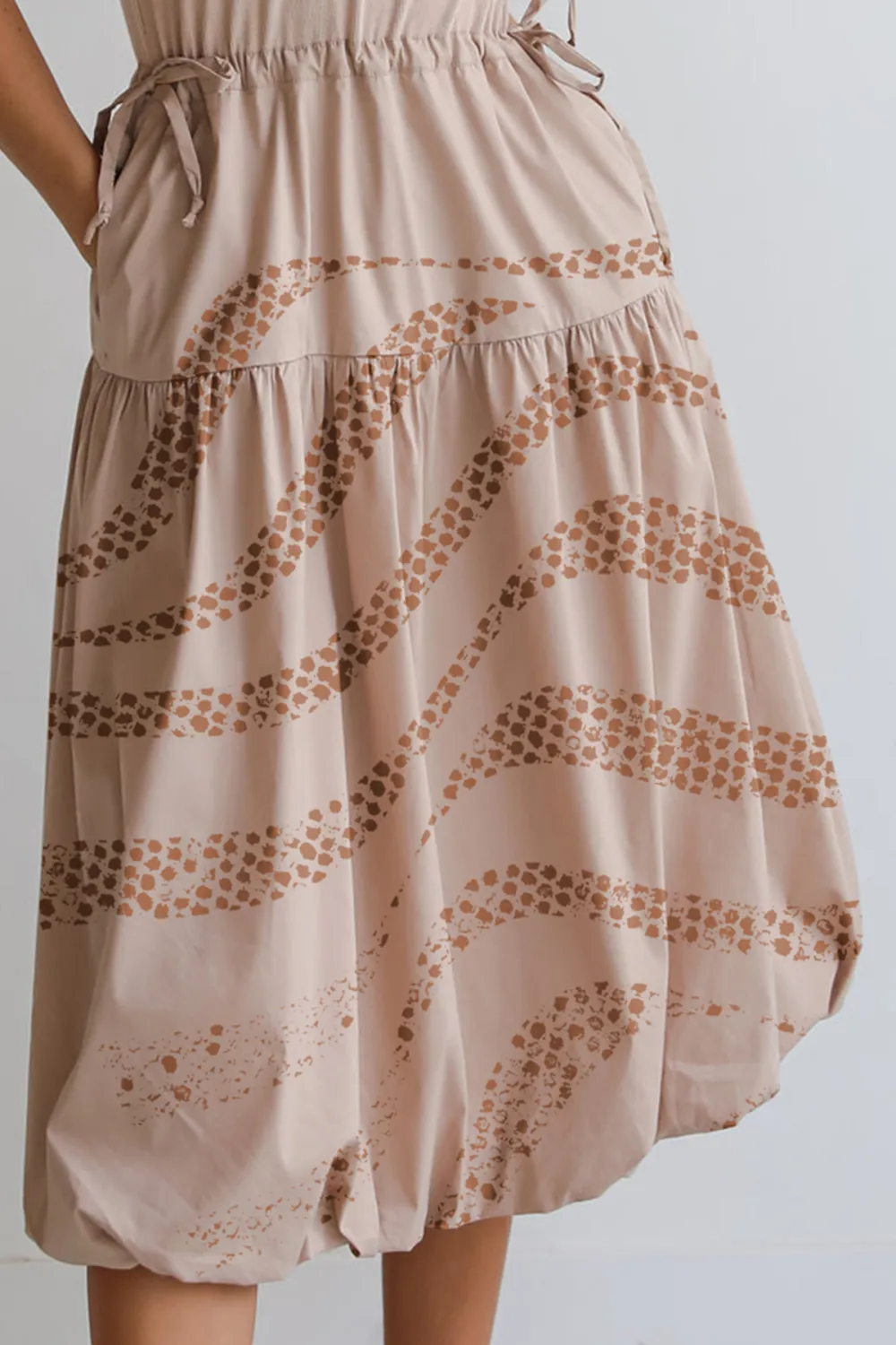 Darling Sophistication Taupe Contrast Midi Dress