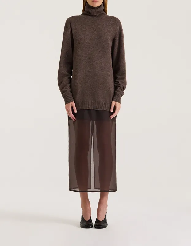 Truffle Oversized Merino Turtleneck Sweater