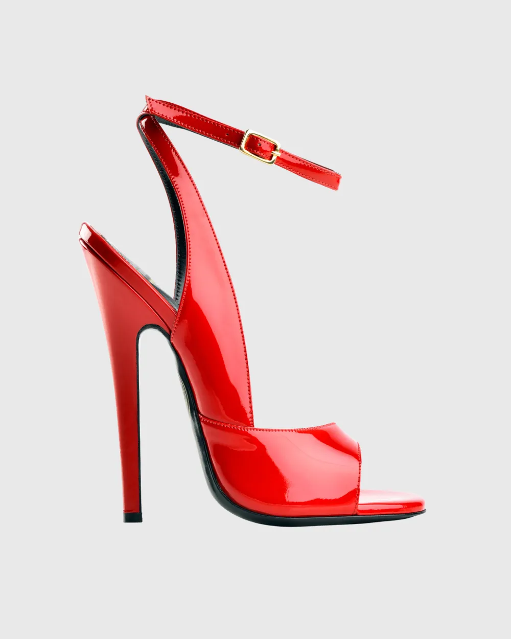 Patent Leather Strap Sandals in Red