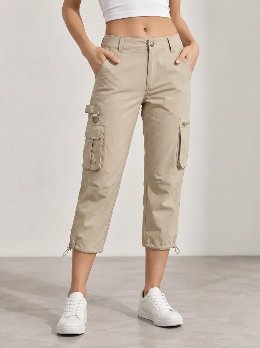 Women's Daily Cargo Multi-Pocket Capri Pants