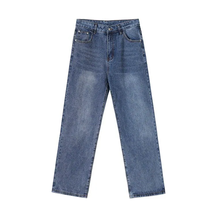 Washed Straight-Leg Denim Jeans