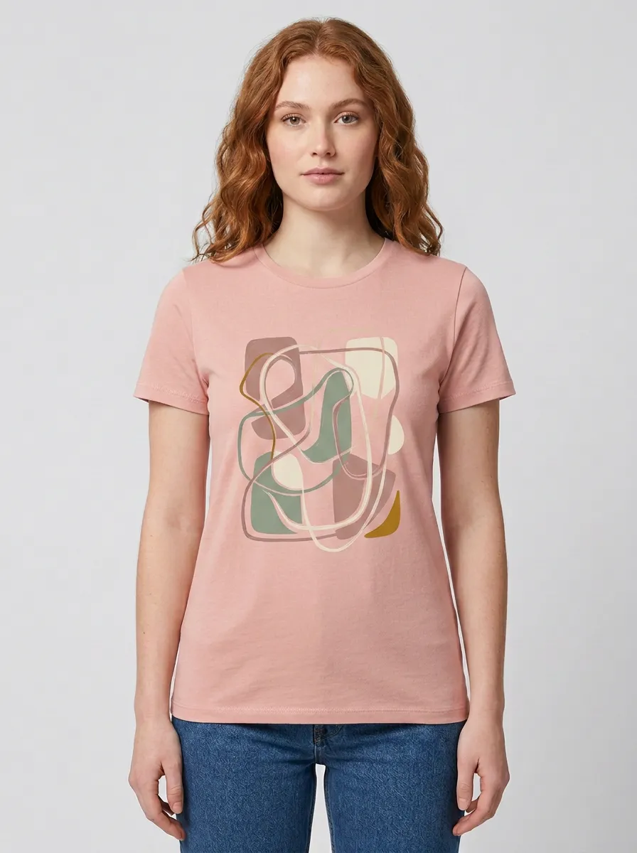 Women's Abstract Art Minimalist Line Graphic Crewneck T-Shirt
