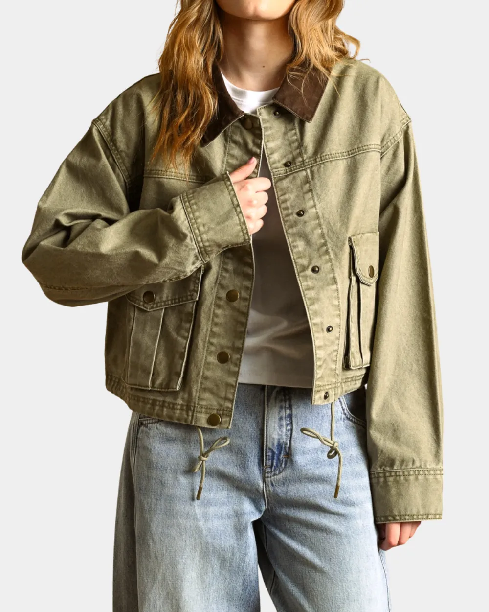 Contrast Collar Utility Jacket
