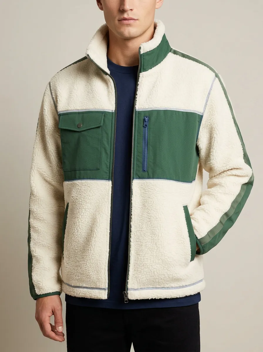 Colorblock Sherpa Fleece Jacket