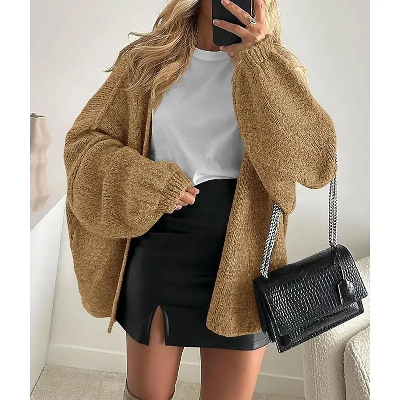 Women's Oversized Cardigan Sweater Fall Long Lantern Sleeve
