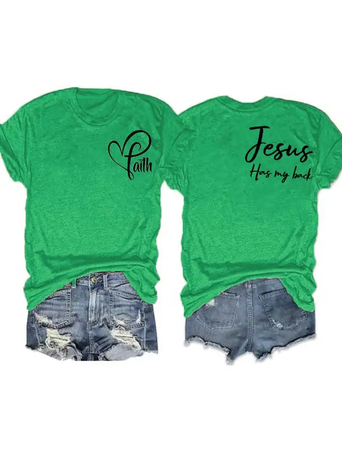 Women's Jesus has my back print short-sleeve T-shirt