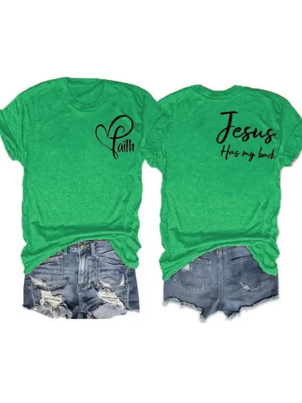 Women's Jesus has my back print short-sleeve T-shirt