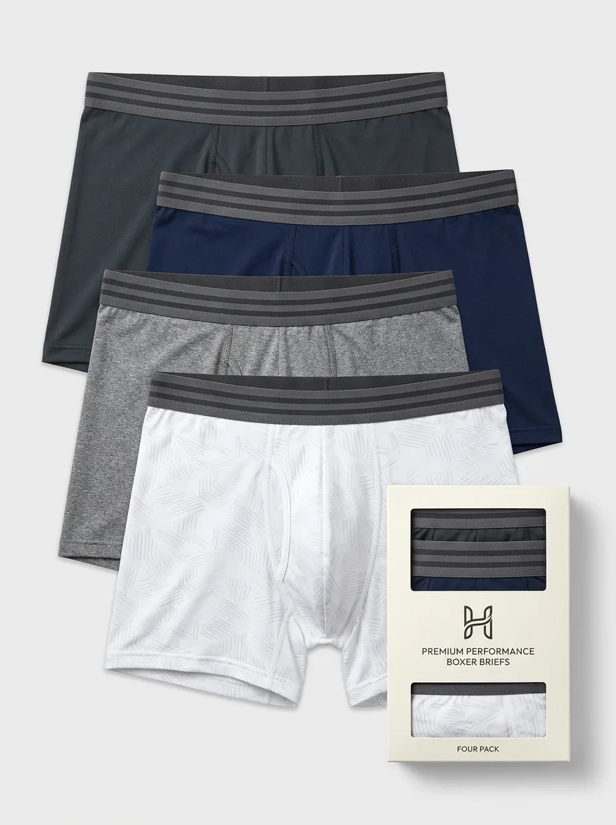 Comfort Geometric Utility Look Men' Four Pack Boxer Briefs