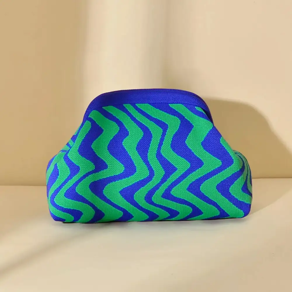 Portable Contrast Knit Clutch