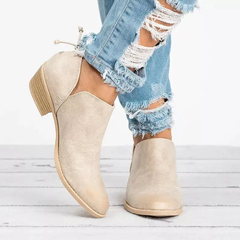 Point Toe Block Heels Boots