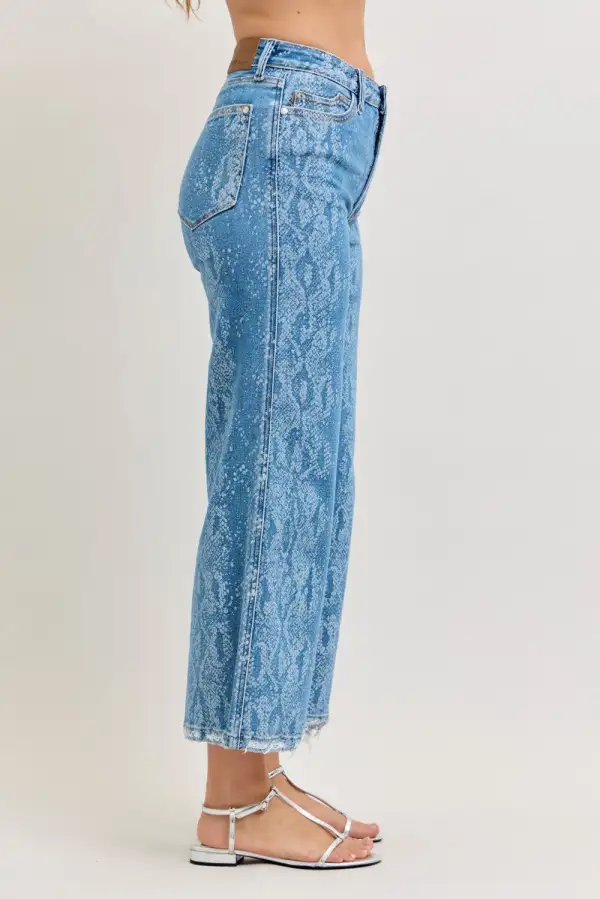 High Rise Raw Hem Relaxed Wide Leg Jeans