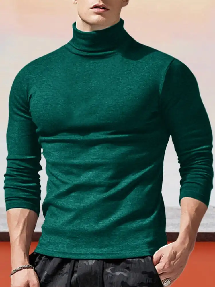 Classic Slim Fit Turtleneck Basic Top T-Shirt