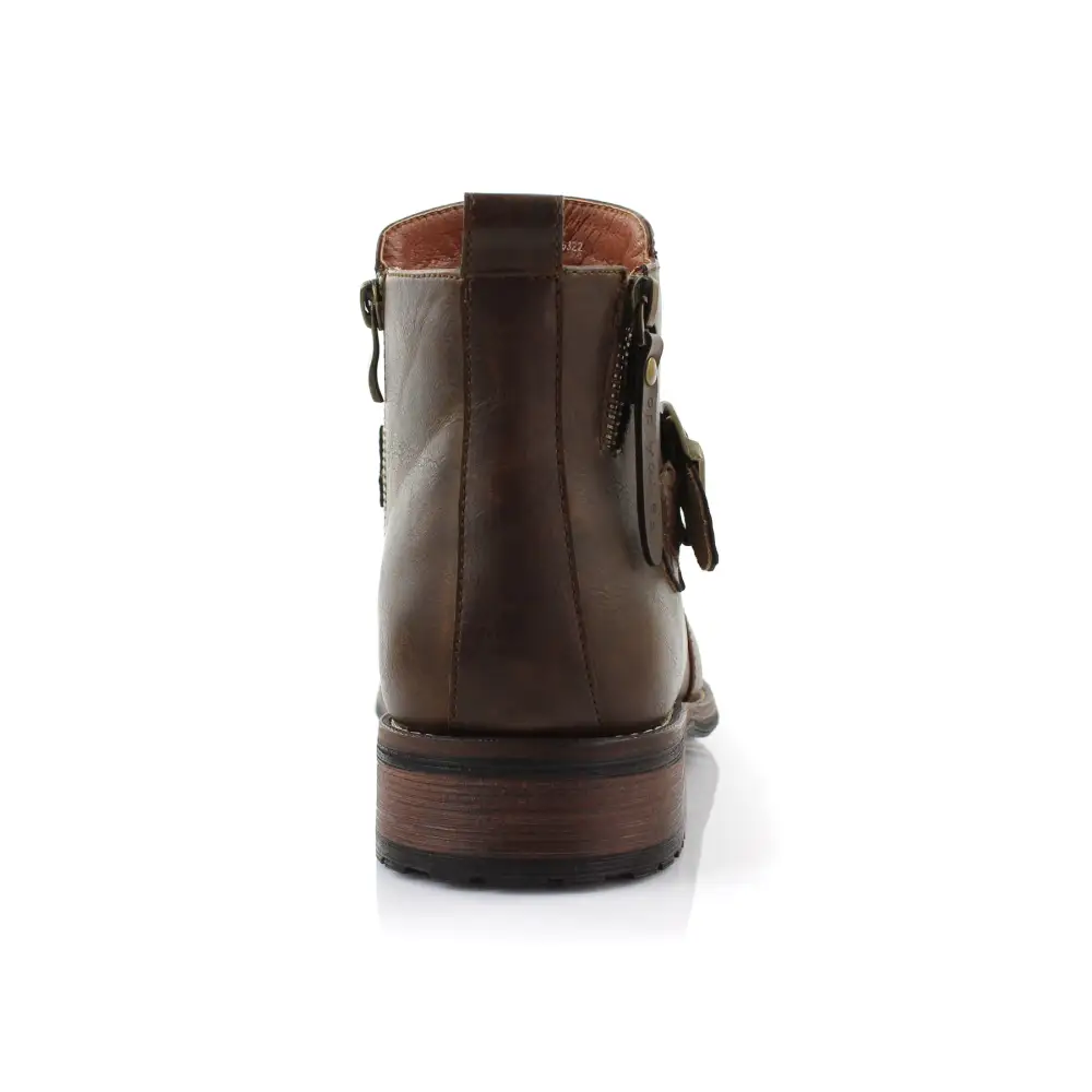 Faux-Leather Zip-Up Slip-On Chelsea Boots