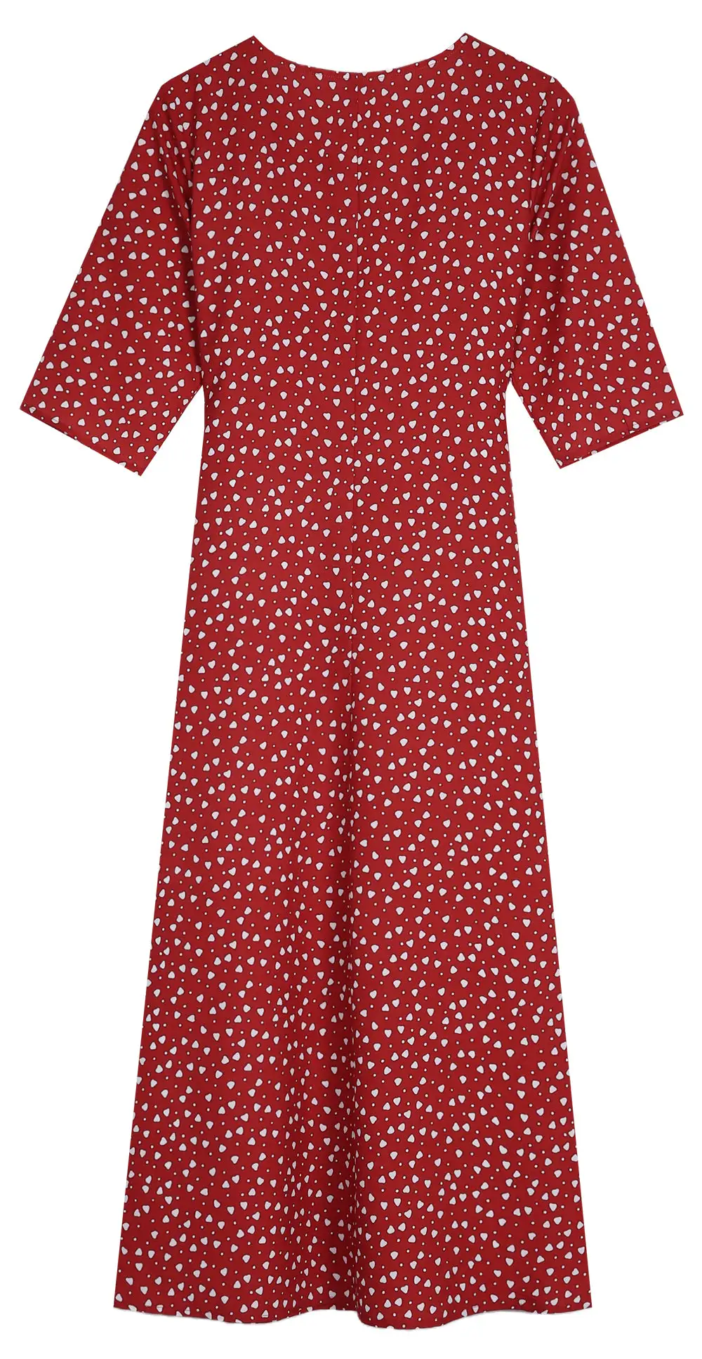 Showy Red 3/4 Sleeve Print Midi Dress