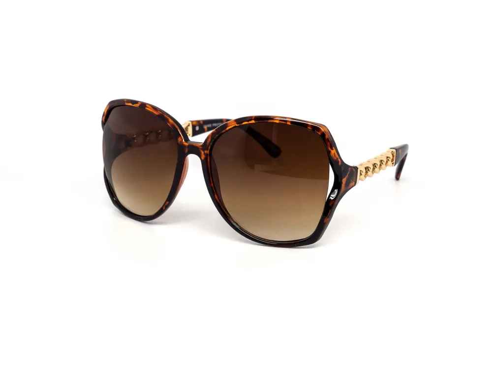 12-Pack Oversized Round Gradient Chain Detail Sunglasses