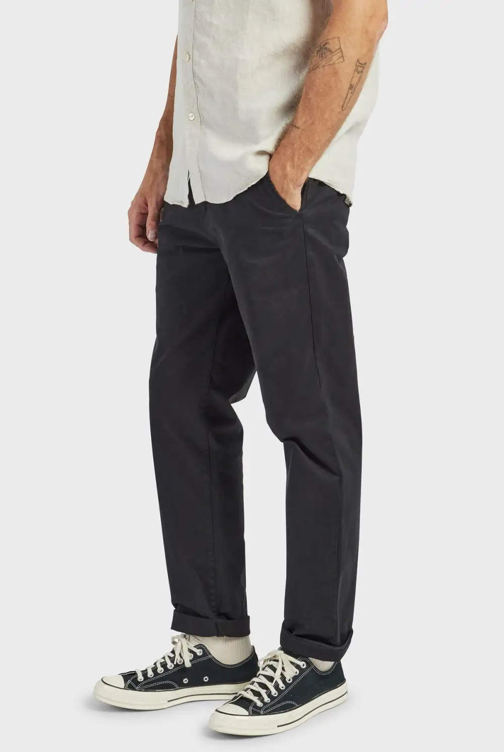 Black Slim Fit Linen Blend Trousers