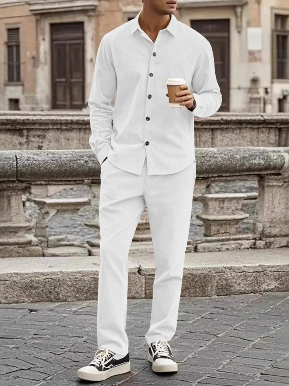 Men's Full Size Button Up Long Sleeve Shirt