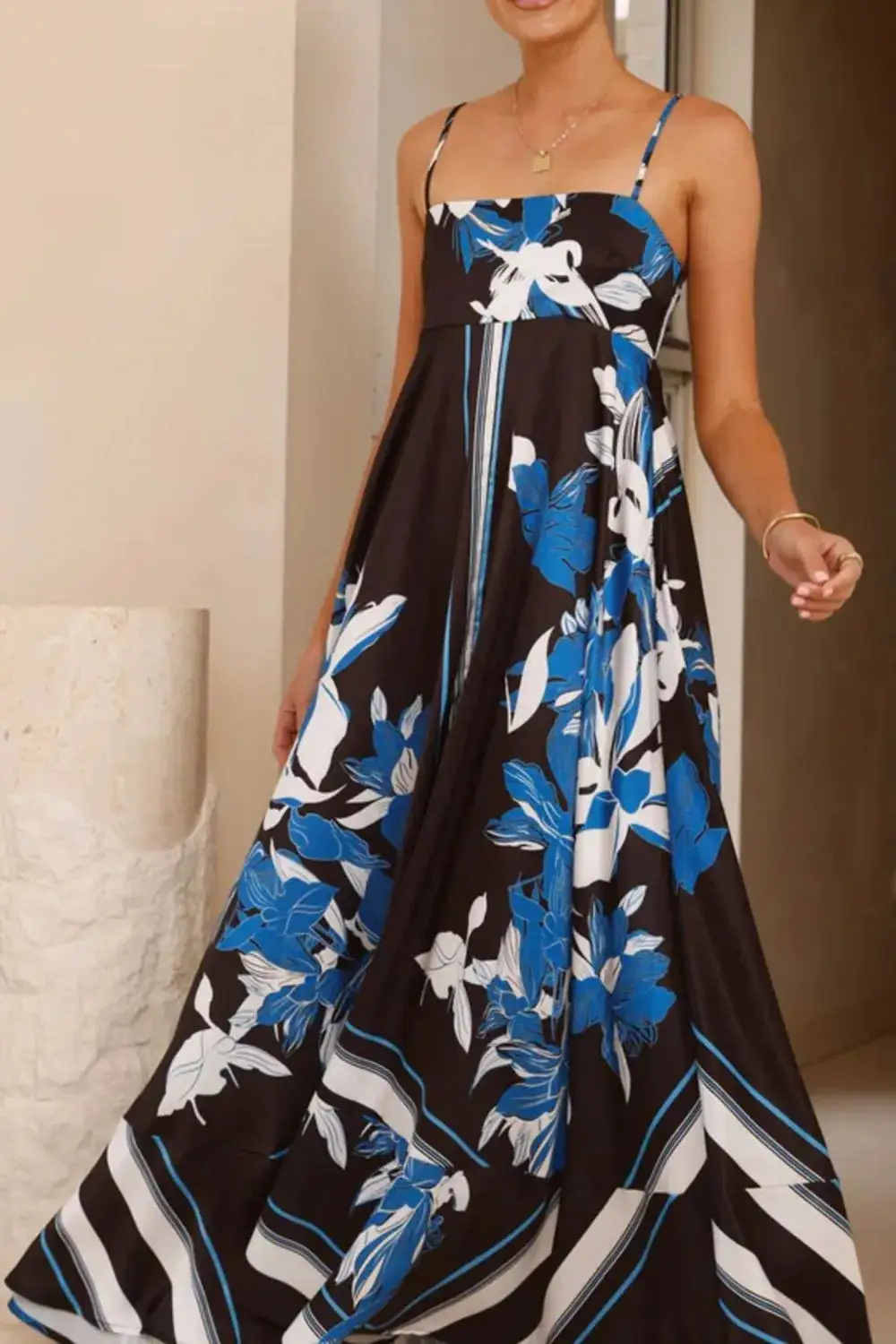 Printed Square Neck Maxi Dress
