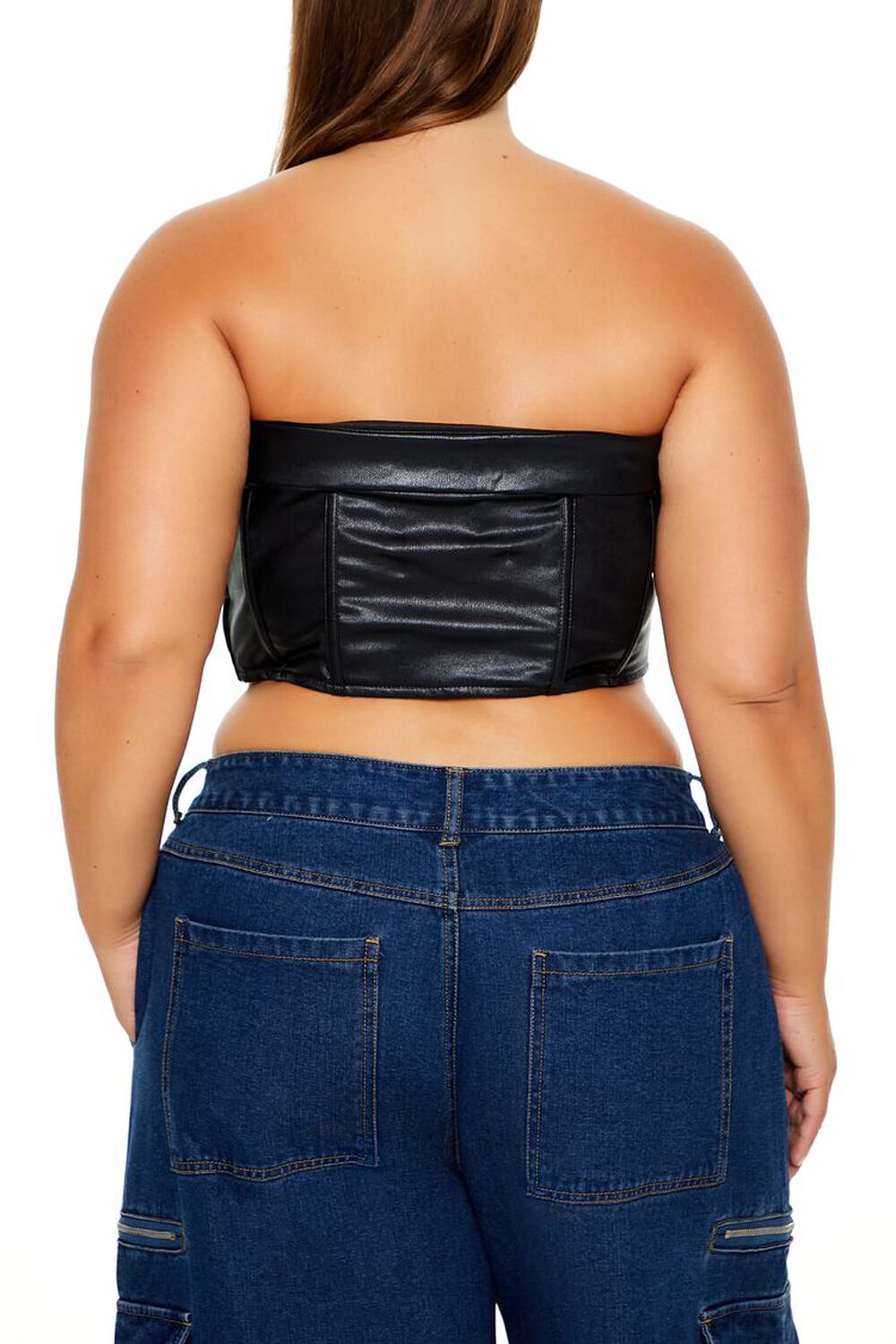 Plus Size Faux Leather Tube Top
