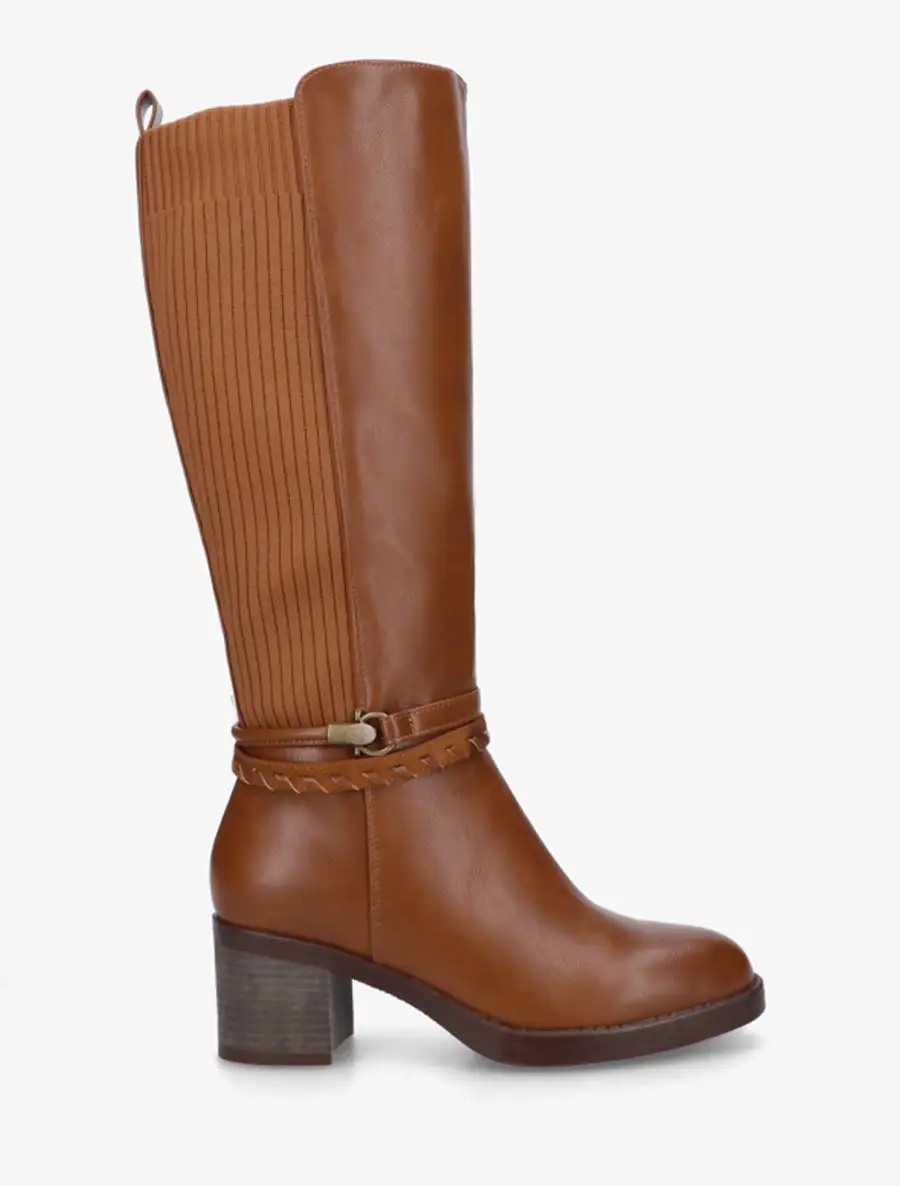 Classic Sleek Block Heel Faux Leather Knee High Boots
