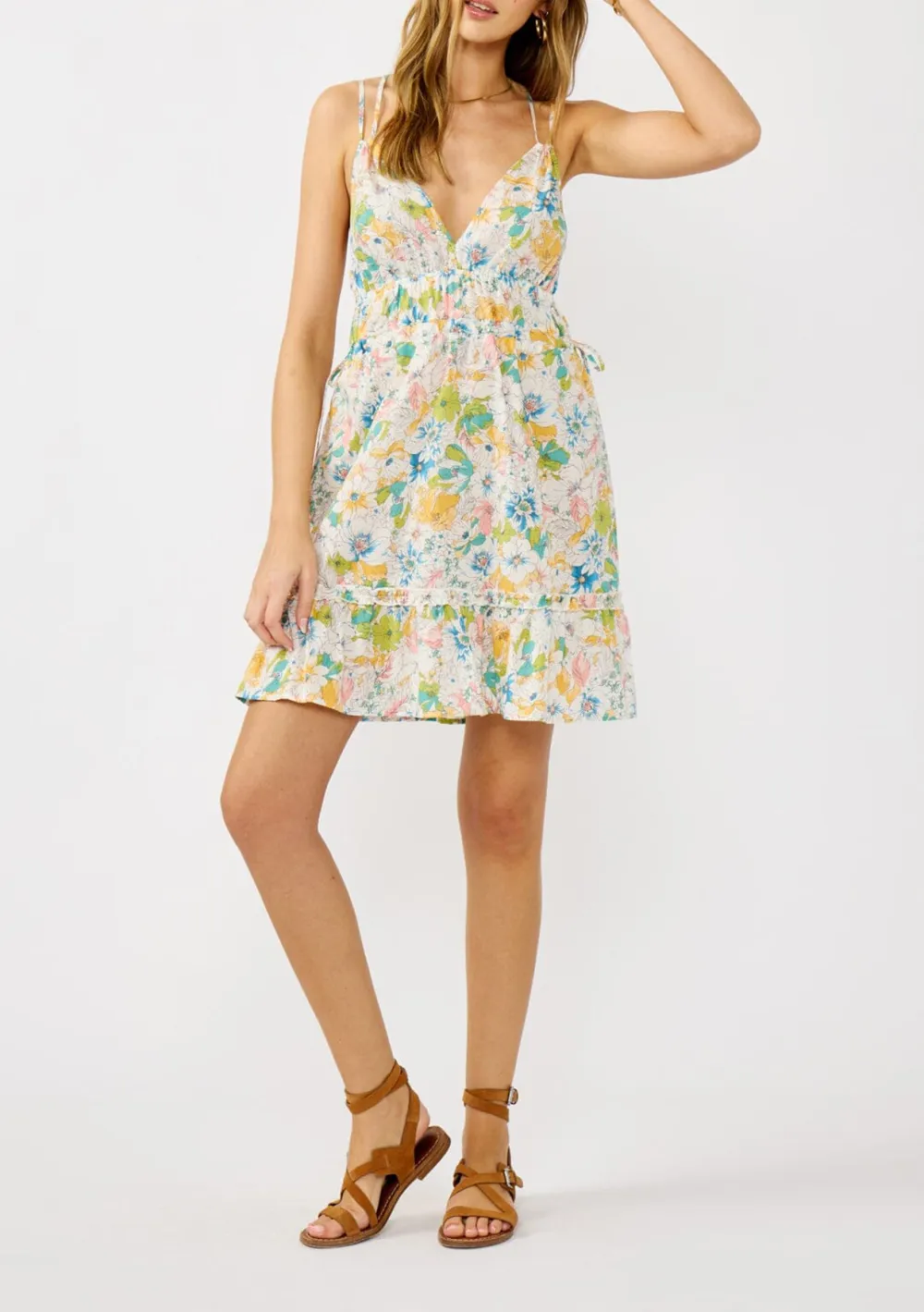 Floral Cross Back V-Neck Dress