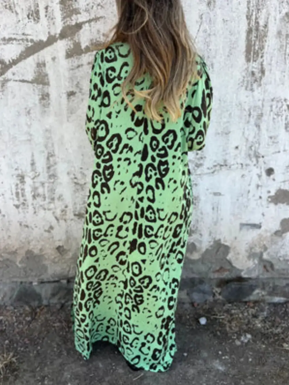 V-Neck Printed Midi Dress
