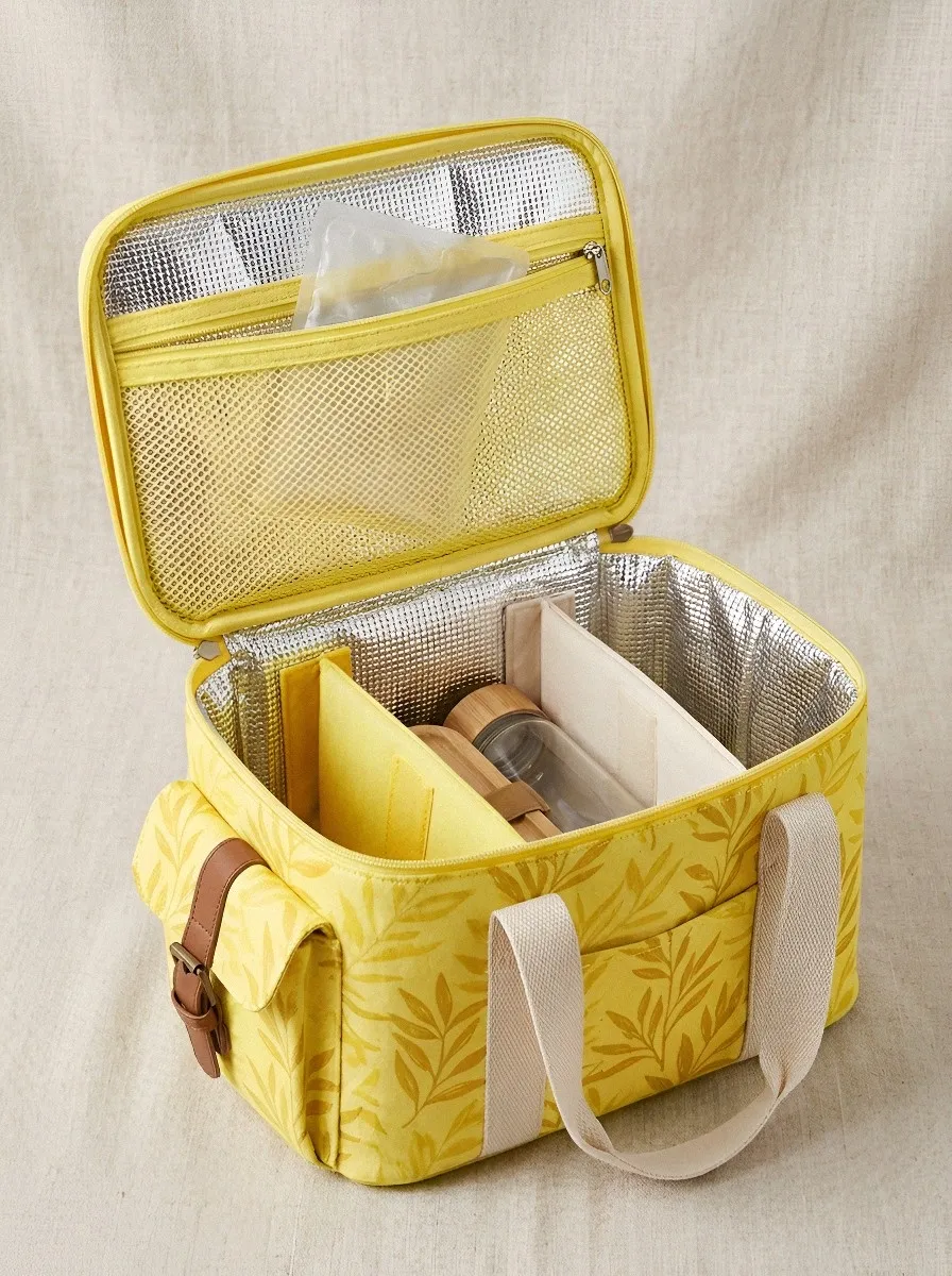 Picnic Lover Botanical Leaf Printed Insulated Lunch Bag