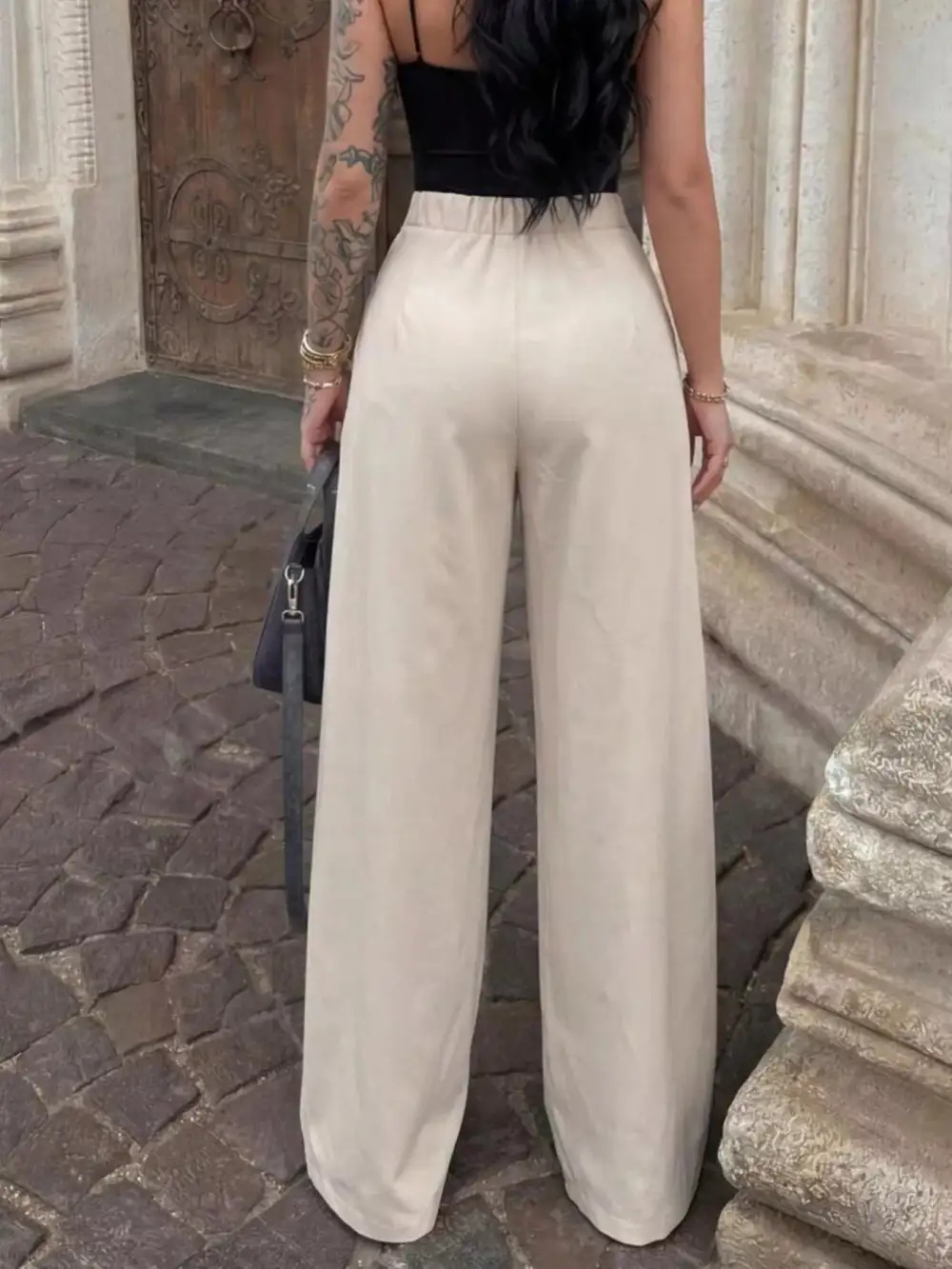 High Waist Pleated Wide Leg Pants
