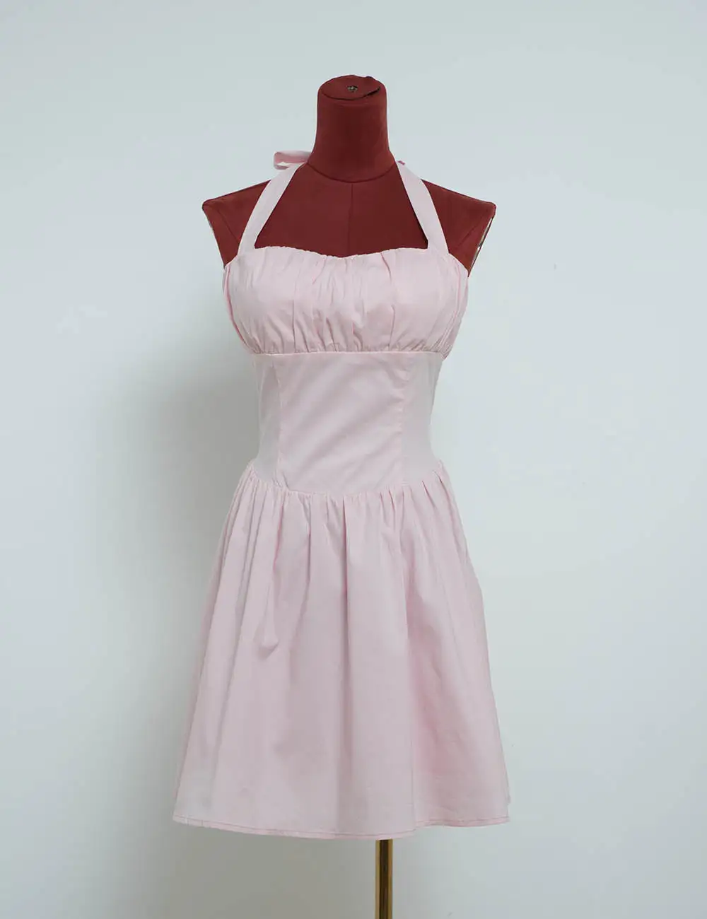 Chic Halter Neck Back Ruched Mini Dress