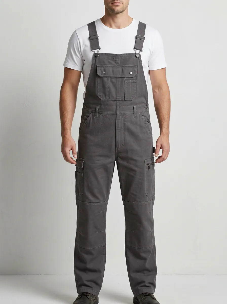 Men's Sport Inspired Multi-Pocket Bib Work Overalls
