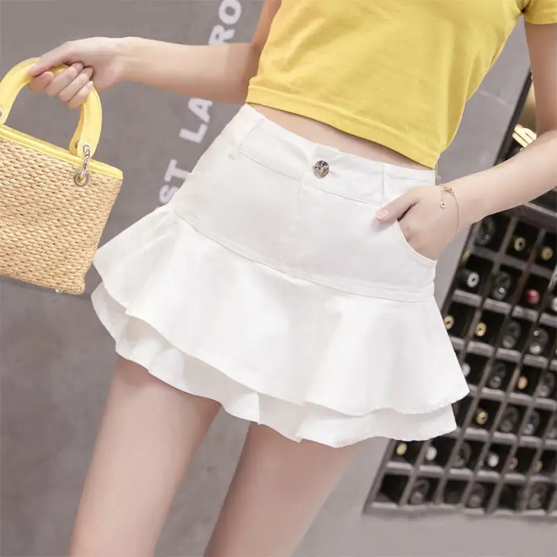 Denim Pleated Slim-Fit Skirt