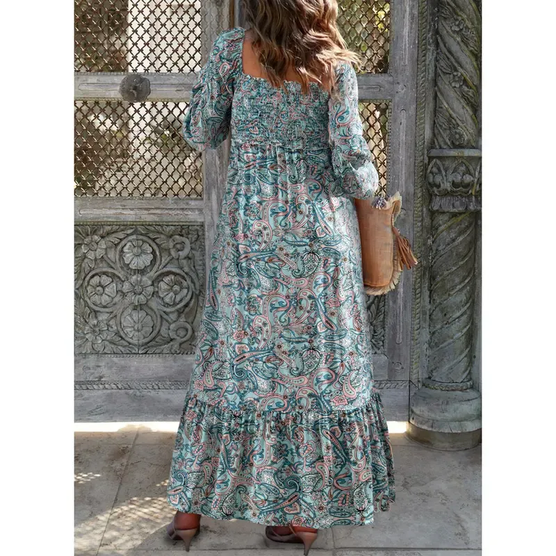 🔥Women's Bohemian FloralLong-Sleeve Dress
