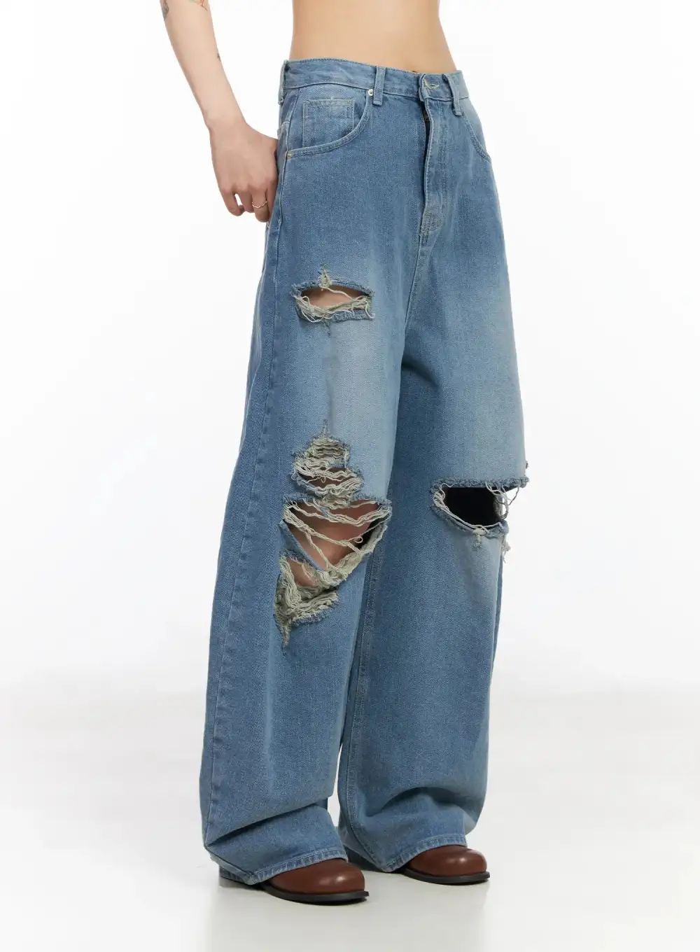 Ripped Wide Leg Jeans