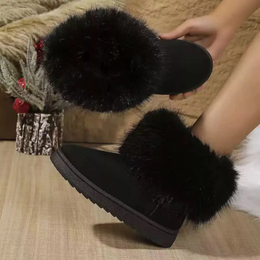 Fuzzy Trim Ankle Boots