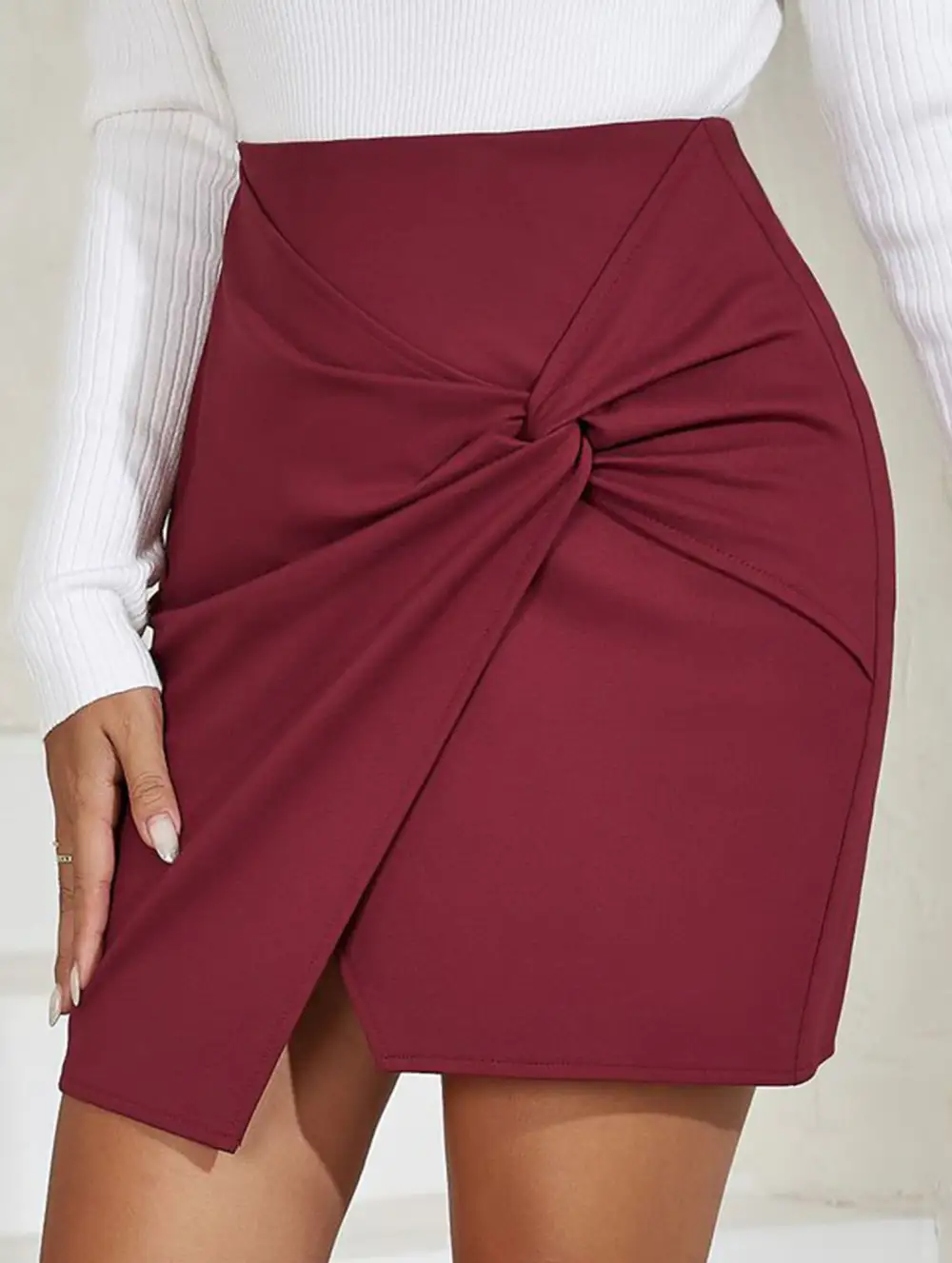 Ruched High Waist Bodycon Mini Skirt