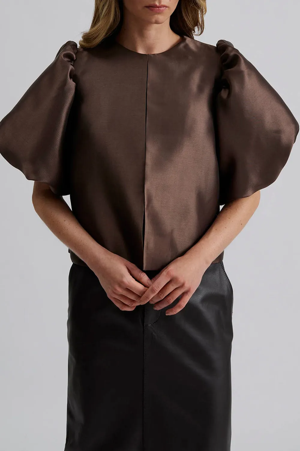 Puff Sleeve Scarf Neck Blouse