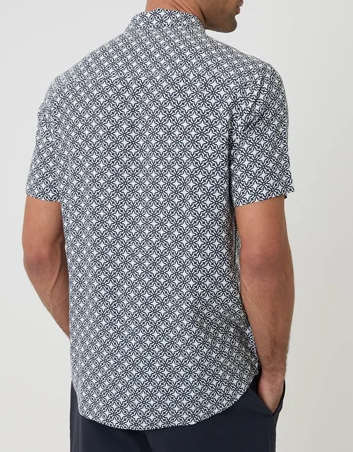 Blue Geometric Print Short-Sleeve Shirt