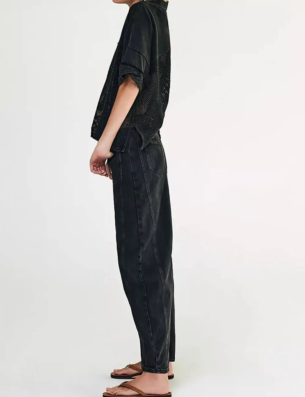 Mid Rise Wide Leg Jeans Barrel Denim Pants