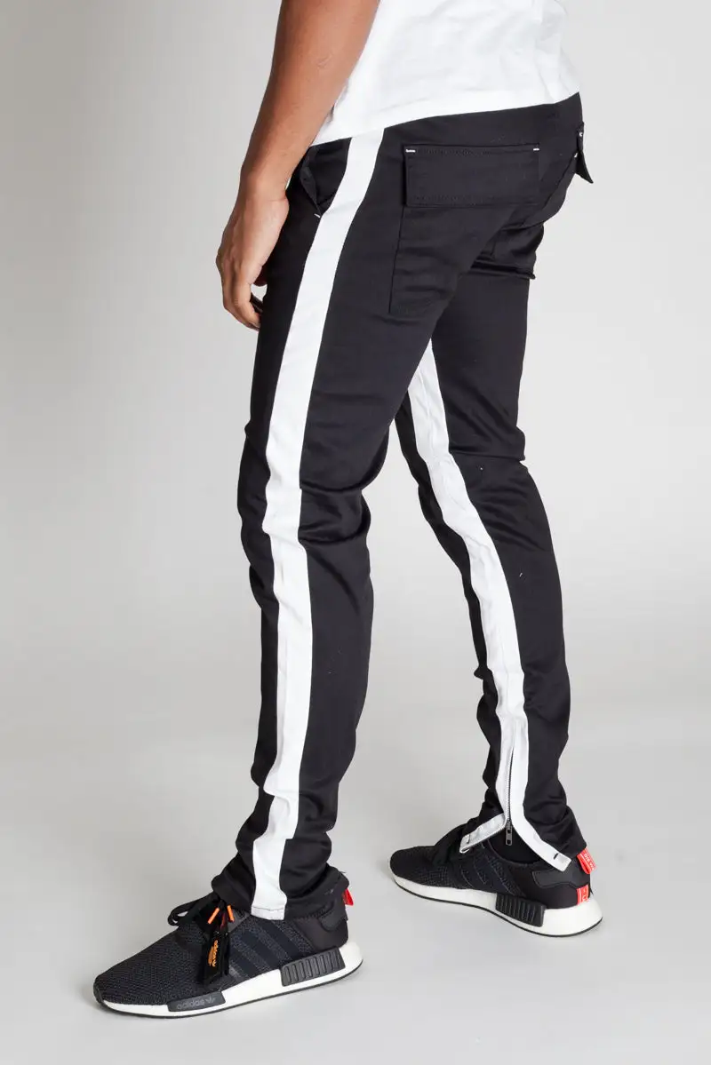 Men's Streetwear Skinny Raw Hem Track Pants