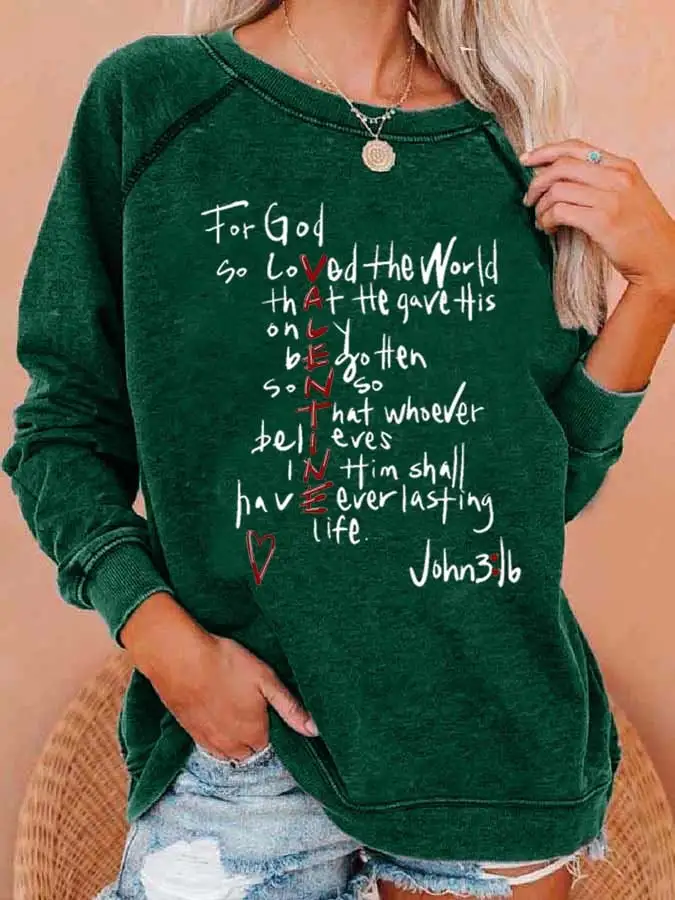 Women's For God So Loved Print Long sleeve Sweatshirt