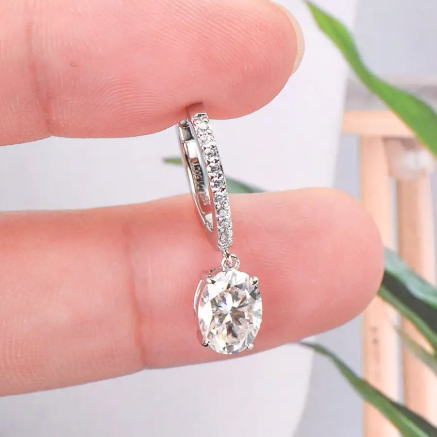 Minimal Moissanite Sterling Silver Earrings