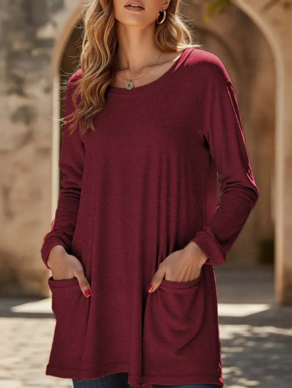 Round Neck Loose Pocket Tee