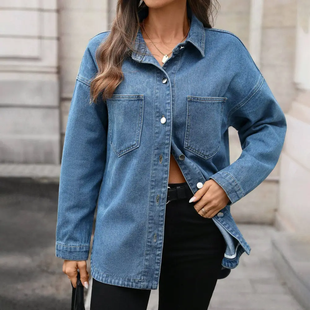 Relaxed Lapel Denim Casual Outerwear Jacket