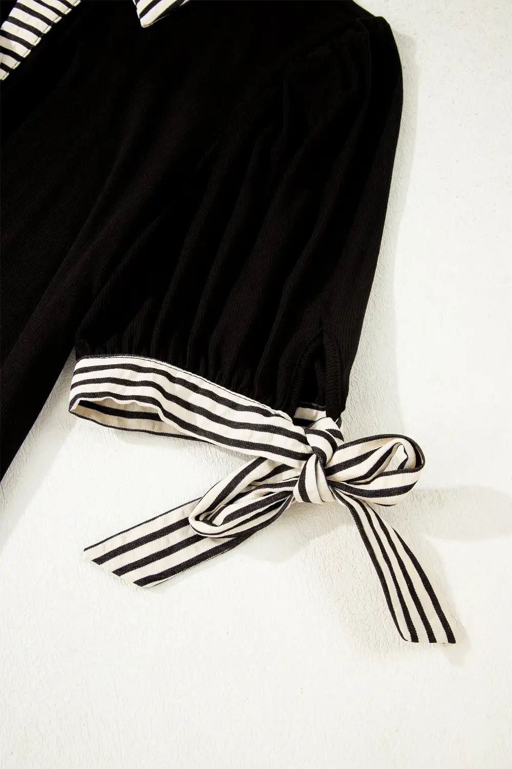 Striped Half Button Short Sleeve Mini Dress