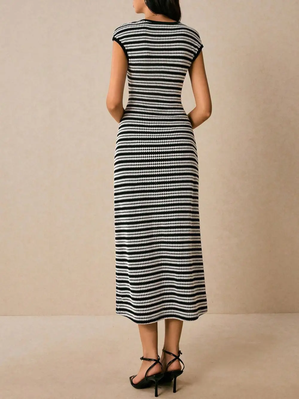 Balanced Detail Striped Midi Dress