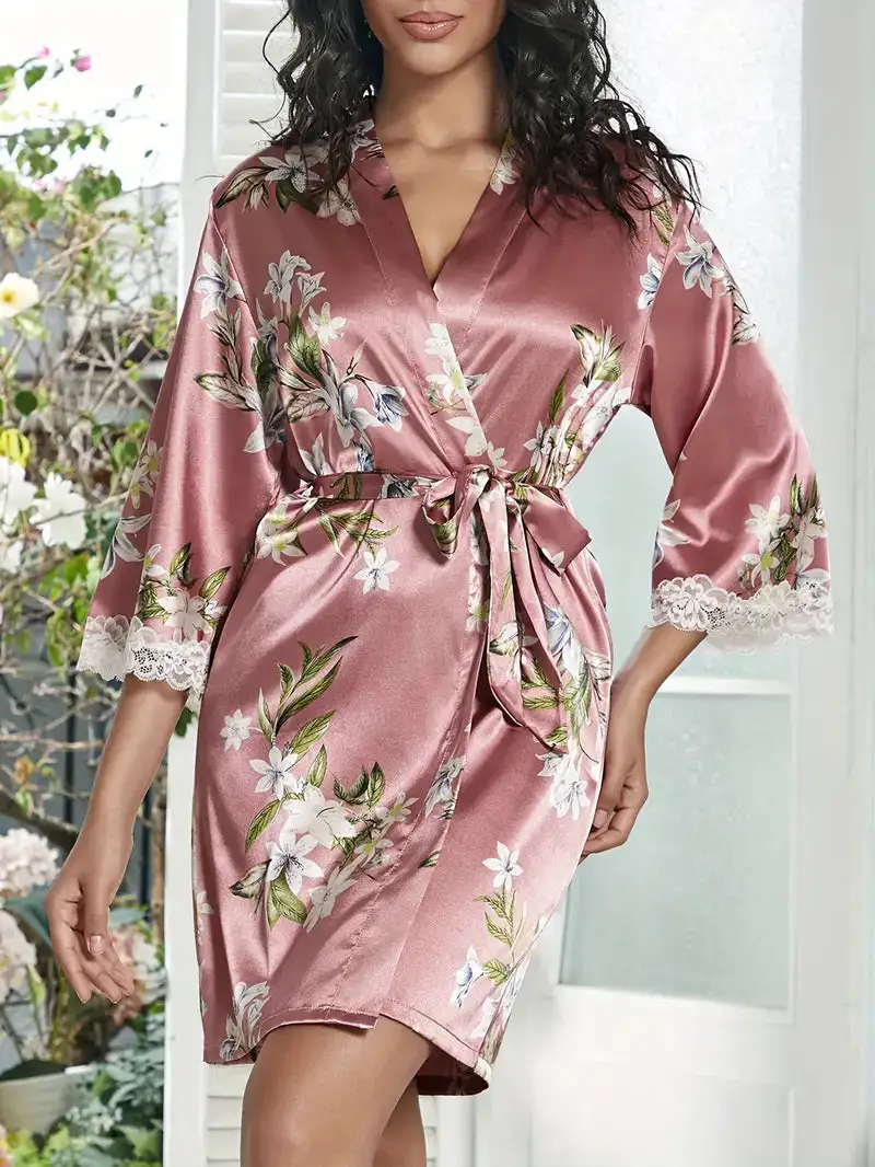 Floral Kimono Wrap Robe