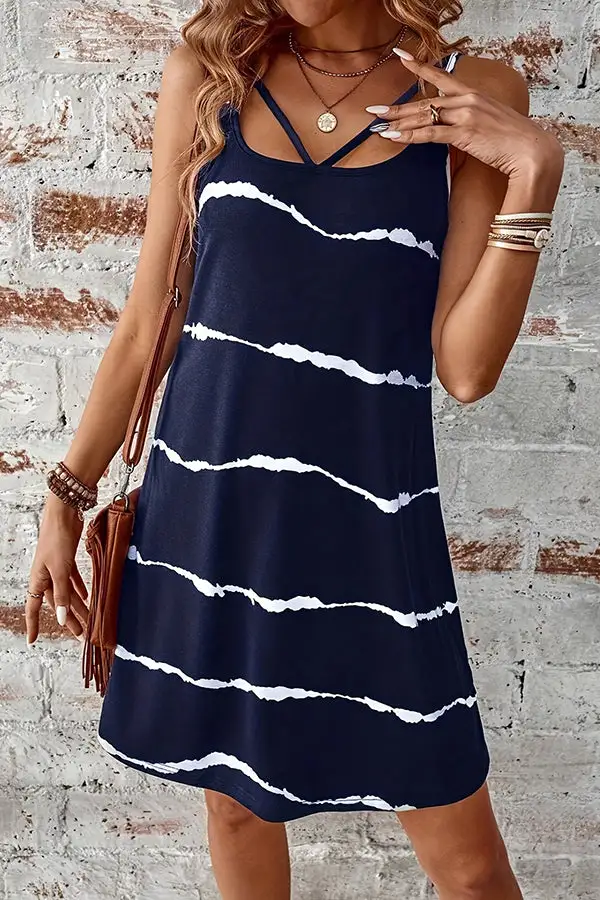 Tie-Dye Print Casual Mini Dress